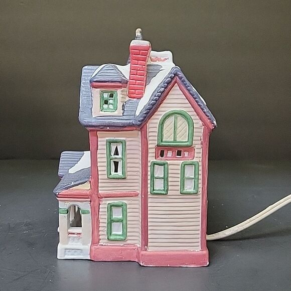 St. Nicholas Square Christmas Village Victorian Home Ceramic w/ Light & Box - Picture 5 of 8